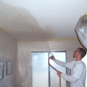 Ceiling moistened for dust free removal